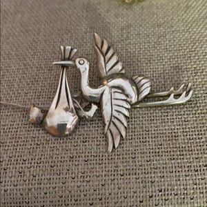 Stork and baby pin